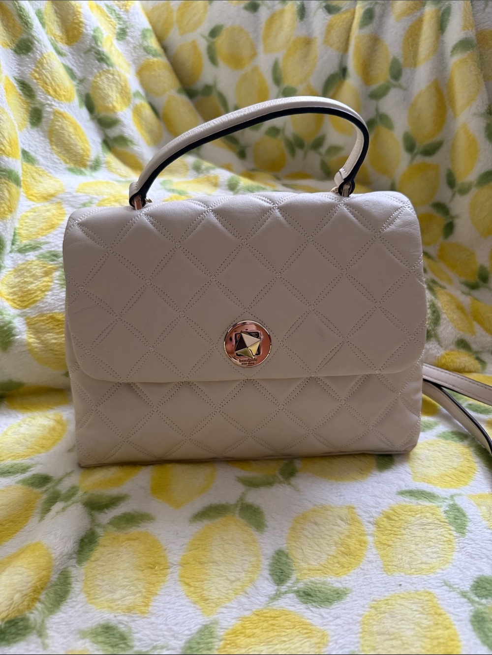 Kate Spade Quilted Top-Handle Satchel in Cream